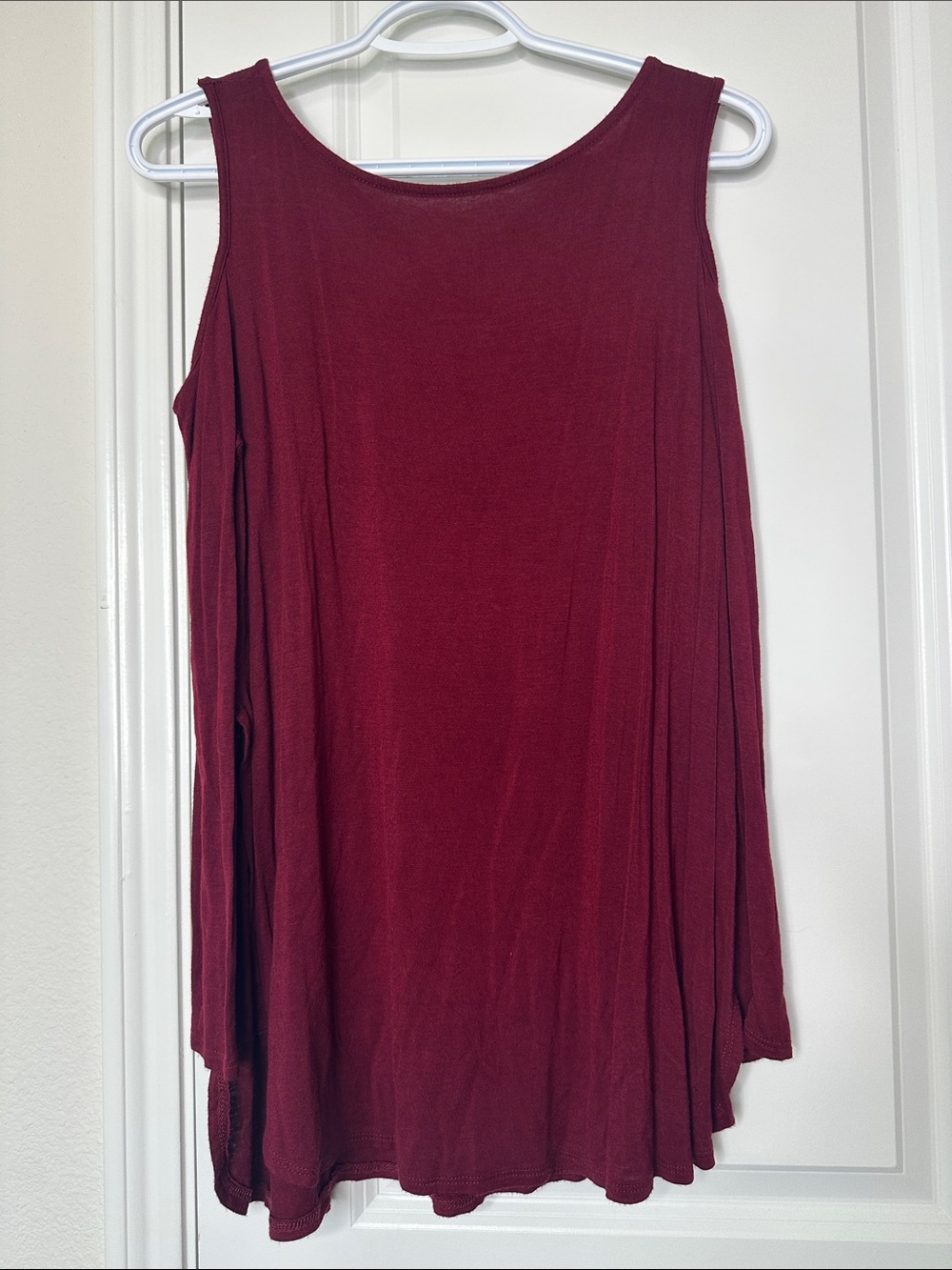 Emerald Burgundy Cold Shoulder Crisscross Back Tunic Top